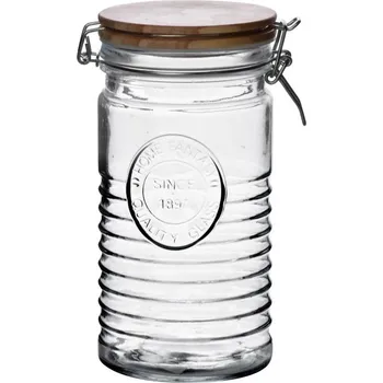 Zavařovací sklenice Skleněná dekorativní nádoba s bambusovým víkem BASIC KITCHEN 1,05 l