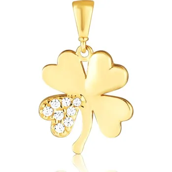 Přívěsek JVD Dámský zlatý přívěsek se zirkony čtyřlístek pro štěstí 585/1000 ZP0254XJ71-2000