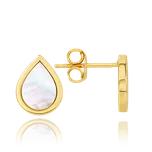 MINET Elegantní zlaté náušnice kapka s bílou perletí Au 585/1000 1,65g JMG0303WGE00