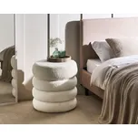 Taburet krémově bílý buklé čalounění kulatý prošívaný čalounění puf podnožka moderní styl obývací pokoj Beliani