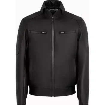 Pánská casual bunda PORSCHE DESIGN Cabrio leather jacket Bunda kožená s odnímatelným límcem a ikonickou žakárovou podšívkou černá (Exkluzivní kožená bunda od Porsche Design s odnímatelným stojáčkem.)