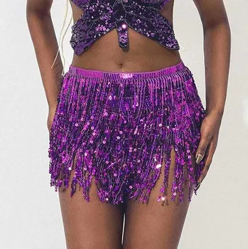 Dámská sukně Dámská flitrová sukně Fialová M