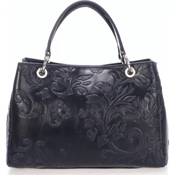 Kabelka Vera Pelle IT Italská tmavě modrá pevná kožená kabelka s ražením