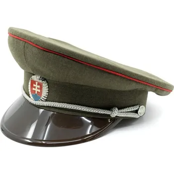 Čepice Brigadýrka SK stříbrný odznak, kšilt plast, červená linka ZELENÁ