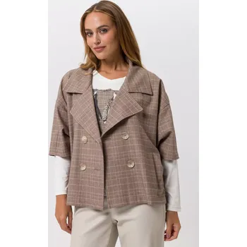 Dámské sako TUZZI dámská bunda hnědobéžová lehká s půl rukávem