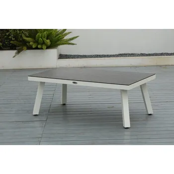 Zahradní stůl Zahradní konferenční stolek hliníkový bílý