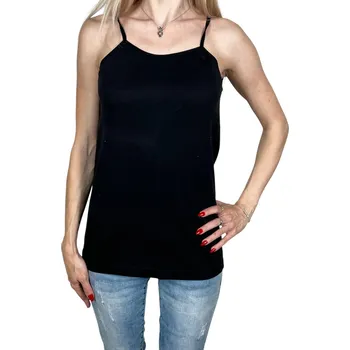 Gumus Dámská košilka na tenká ramínka 100%Bavlna VALENTYNA Barva: Černá, Velikost: 2XL