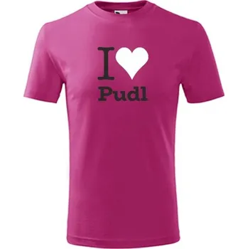 Chlapecké tričko Purpurové dětské tričko I love Pudl - dárek pro malého pejskaře / pejskařku - barva purpurová - velikost 12let