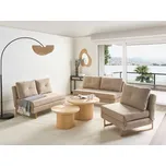 Obývací sedací souprava světle hnědá látkové čalounění 3místná 2místná 1místná pohovka pro 6 osob rozkládací funkce spaní obývací pokoj Beliani