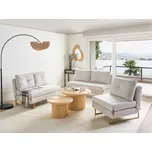 Obývací sedací souprava krémově bílá látkové čalounění 3místná 2místná 1místná pohovka pro 6 osob rozkládací funkce spaní obývací pokoj Beliani