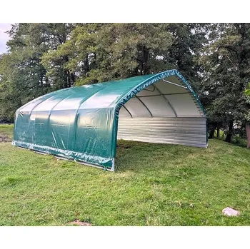 Chov hospodářského zvířete Mobilní přístřešek 8x8 m pro zvířata Uzavření přední stěny (panel 4m a panel s brankou 4m)