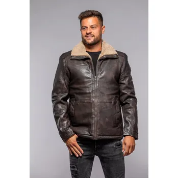 Pánská casual bunda Pánská hnědá kožená bunda MMNuuko Velikost XL