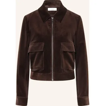 Comma Dámská Bunda Hranatého Střihu Z Manšestru, tmavě hnědá, 46