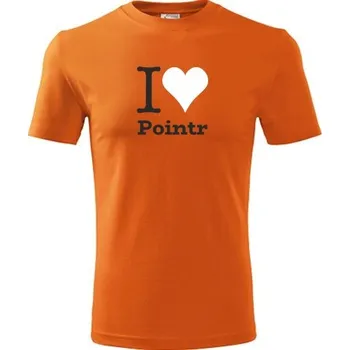 Chlapecké tričko Oranžové dětské tričko I love Pointr - dárek pro malého pejskaře / pejskařku - barva oranžová - velikost 6let