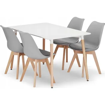 Jídelní set Sada obdélníkový stůl ADRIA 120x80 bílý + 4 židle MARK šedé