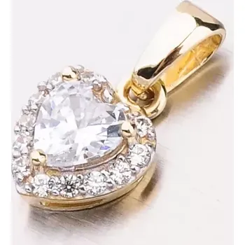 Přívěsek Dámský přívěsek žluté zlato 585 srdce se zirkony 53GZ-8016ZBB