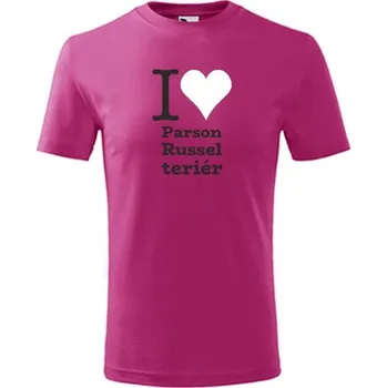 Chlapecké tričko Purpurové dětské tričko I love Parson Russel teriér - dárek pro malého pejskaře / pejskařku - barva purpurová - velikost 12let