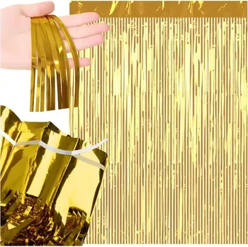 Vánoční dekorace Párty závěs s třásněmi ZLATÝ 0,9 x 2,5 m