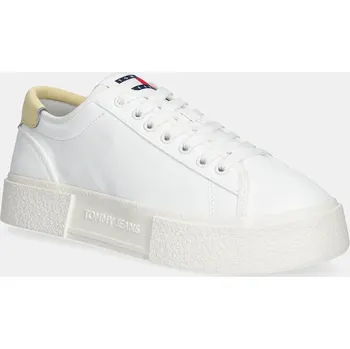 Pánská obuv Sneakers boty Tommy Jeans FLATFORM CANVAS SNEAKER EN0EN02792 bílá 00X, EUR 40