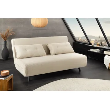 Sedací souprava Designová rozkládací pohovka na spaní Smart 140cm krémová manšestr