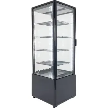 vasegastro Panoramatická chladicí vitrína 98 l – černá | gastro vitrína s LED osvětlením