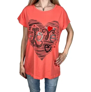 Namso Dámské tričko s krátkým rukávem LOVE Barva: Oranžová, Velikost: 4XL