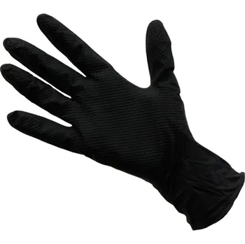 Vyšetřovací rukavice Mercator Medical Rukavice nitrilové extra silné s gripem, 50 ks černé, vel. M