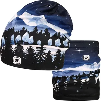 Čepice Set fleecové čepice a nákrčníku Yetti - vzor 62 - modrá - hory 50 - 52