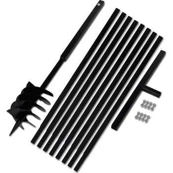 Příslušenství k nářadí vidaXL Zemní vrták s rukojetí 180 mm, s nástavci 9 m, ocel