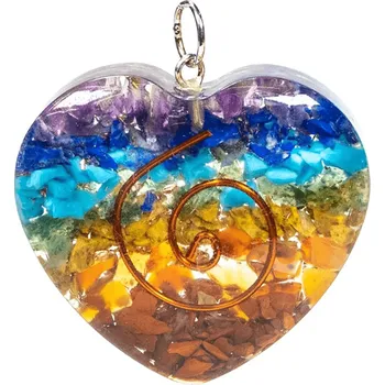 Přívěsek Milujeme Kameny Orgonit - srdce - přívěsek duhový 116603