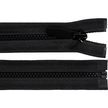 Zip Kostěný zip No 5 délka 80 cm kulaté zoubky, s ozdobným jezdcem, barva 322 černá