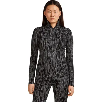 Dámské merino tričko s dlouhým rukávem ICEBREAKER Wmns 260 Vertex LS Half Zip Delta AOP, Black/Snow/J velikost: XL