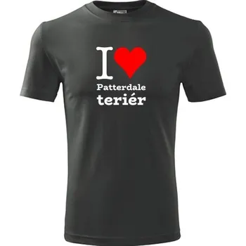 Pánská móda Grafitové tričko I love Patterdale teriér - dárek pro pejskaře - barva antracit - velikost XXL