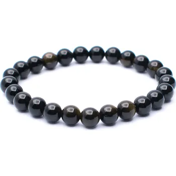 Náramek Milujeme Kameny Obsidián zlatý - náramek pánský kulička NPKT162 259237