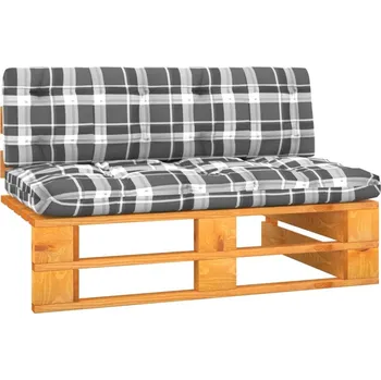 Zahradní pohovka vidaXL Zahradní středová pohovka z palet zeleně impregnovaná borovice [3066485] Barva: Vzor šedá kostka, Barva dřeva: medová hnědá