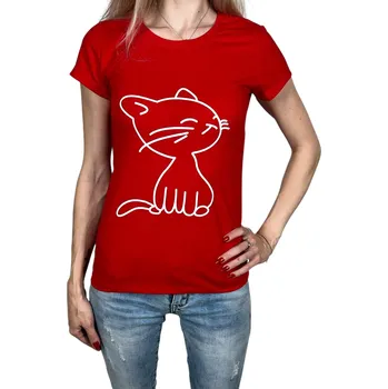 Dámské tričko Annge Dámské tričko s krátkým rukávem CAT Barva: Červená, Velikost: S