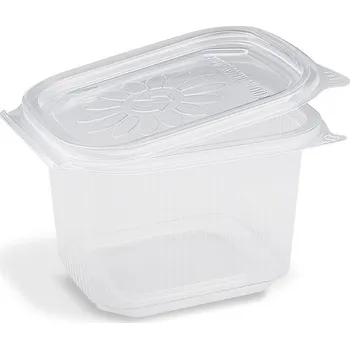 Jednorázové nádobí Miska plastová 500ml s integrovaným víčkem / 500ks