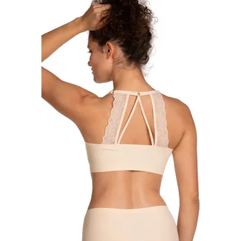 Podprsenka Dámská béžová toppodprsenka Lama Laser Cut bez kostic, Béžová S i384_92201573