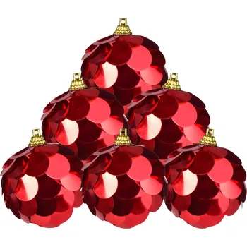 Vánoční ozdoba ČERVENÝ TŘPYT VÁNOC | sada ozdob | 6 ks | flitrové koule Dedra