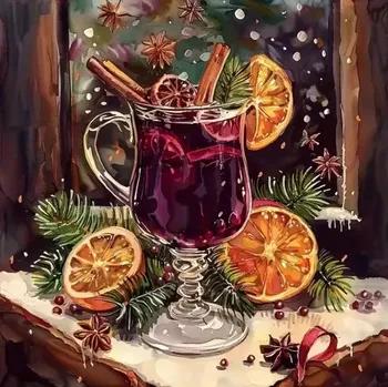 Diamantové malování Diamantové malování/Homfun - Svařák se skořicí + perleťové kamínky