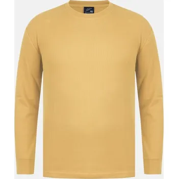 Fabric Regular Fit Waffle T-Shirt Gold 3XL