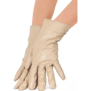 Rukavice Dámské kožené rukavice v béžové barvě, VELIKOST L ( 7,5 )