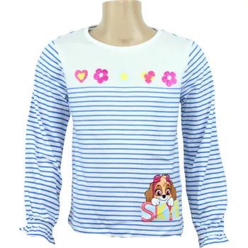 Dívčí tričko Sun City Dívčí tričko TLAPKOVÁ PATROLA Skye dlouhý rukáv s proužky Barva: Bílá, Velikost: 116