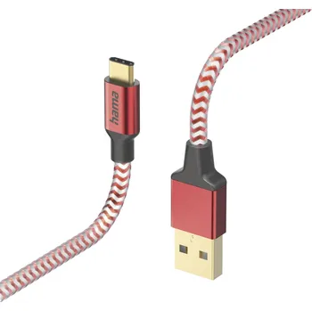 Datový kabel Hama kabel Reflective USB-C 2.0 typ A-C 1,5 m, červený