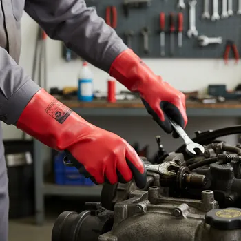 Pracovní rukavice Procera Rukavice X-CHEM Velikost 10 červená/černá