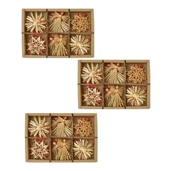 Vánoční ozdoba Slaměné ozdoby, 18 ozdob, set 3 ks