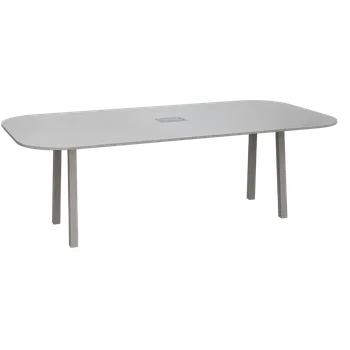 Jednací stůl EFU 11 stůl jednací, masivní dřevěná podnož, zásuvkový systém EVOLINE, deska 18 mm, široký 2400 mm, metalická