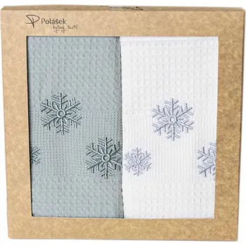 Utěrka Polášek Dárková sada vaflových vyšívaných utěrek Bavlna, 2 ks set 12