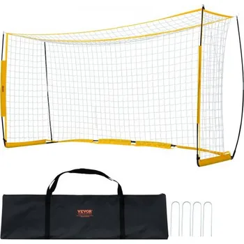 Sportovní branka Přenosná fotbalová branka VEVOR, 12x6 stop, fotbalová síť pro dospělé a děti na zahradě, velká tréninková fotbalová síť, sada tréninkových branek z ocelových skelných vláken, venkovní fotbalové branky do každého počasí s přepravní taškou, žlutá