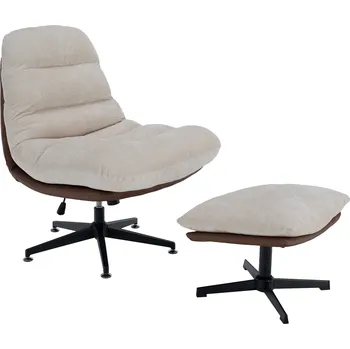 Křeslo Luxusní otočné křeslo s podnoží, béžová/hnědá/chrom, SABIR